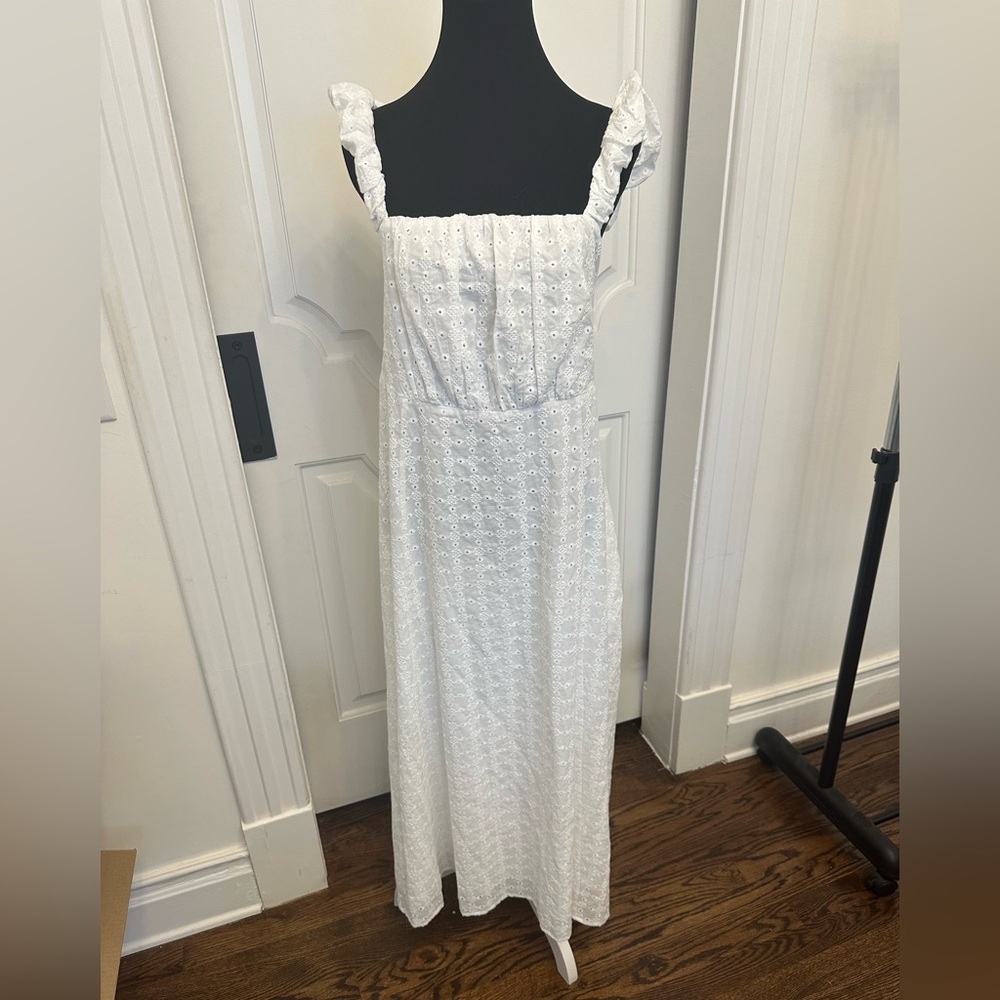 Arula C White Eyelet Tie Back Maxi Dress Altar’d State Plus Size NEW